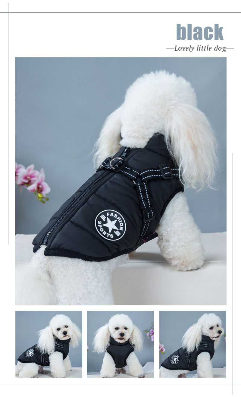 Nueva llegada amazon cross border dog clothing pecho espalda una pieza chaleco de algodón pet cotton clothing winter clothing two feet cotton clothing pic 16