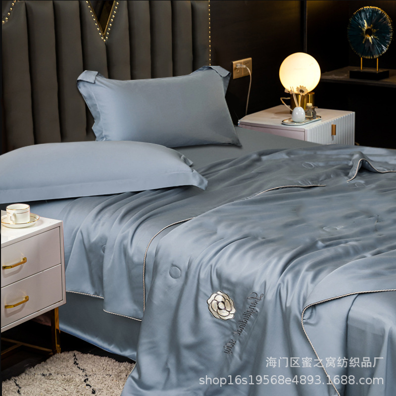 高端80支兰精天丝夏凉被床笠四件套裸睡可水洗冰丝空调被子薄夏被详情17