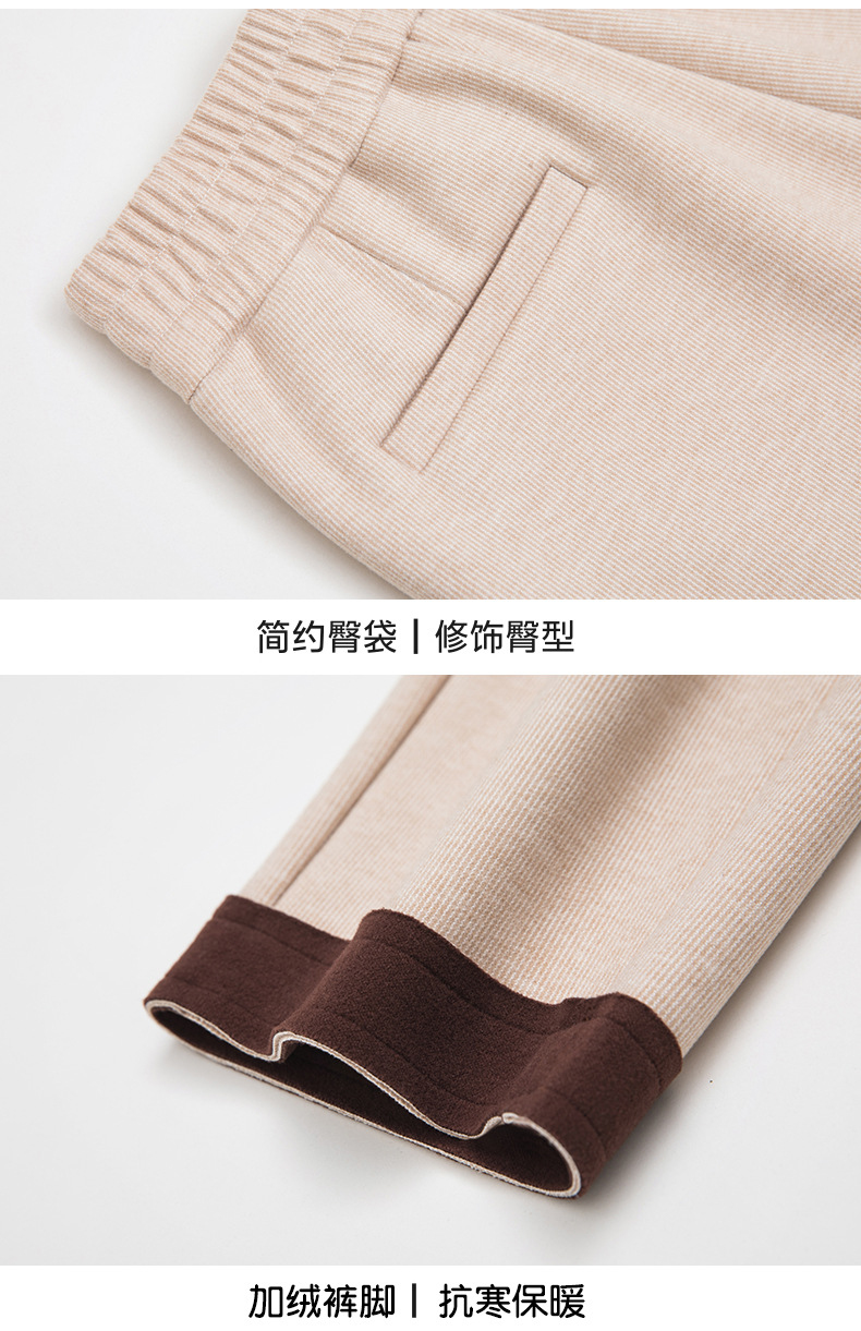 2024秋冬新款女式休闲裤 弹力高腰九分小直筒小脚裤 加绒加厚保暖舒适女裤详情25