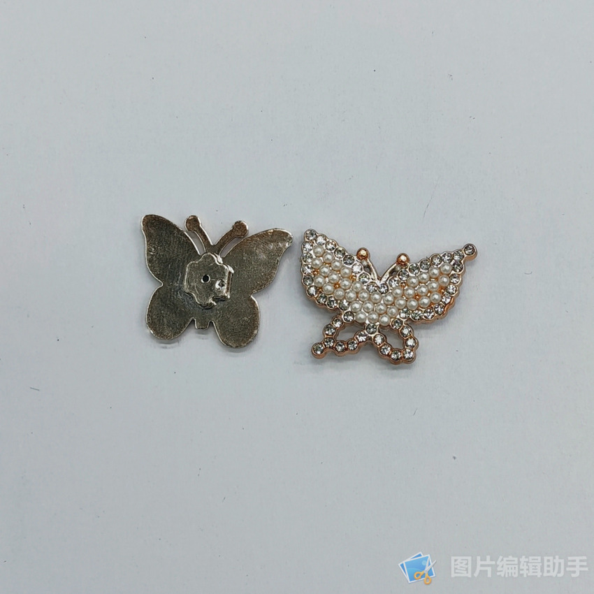跨境新款蝴蝶镶水钻鞋扣DIY配饰塑料装饰品 洞洞鞋鞋扣小香风鞋花详情6