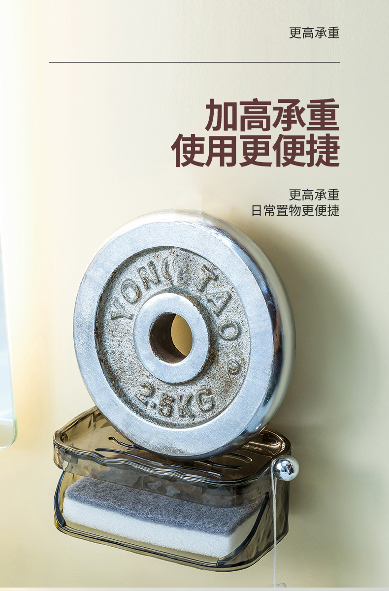 Light luxury water ripple soap box wall-mounted bathroom, double-layer soap box without drilling, home bathroom soap box storage rack pic 7