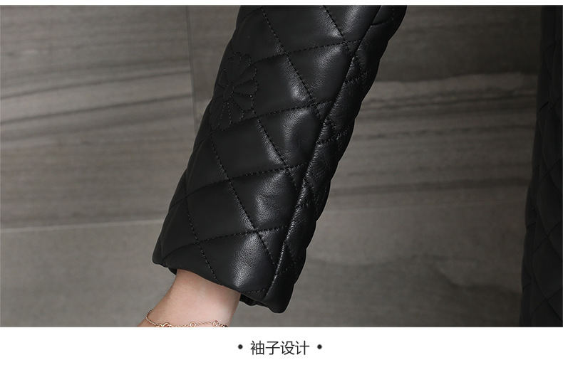 Autumn and winter genuine leather jacket for women, long mink collar sheepskin jacket with cotton, Korean-style coat pic 16