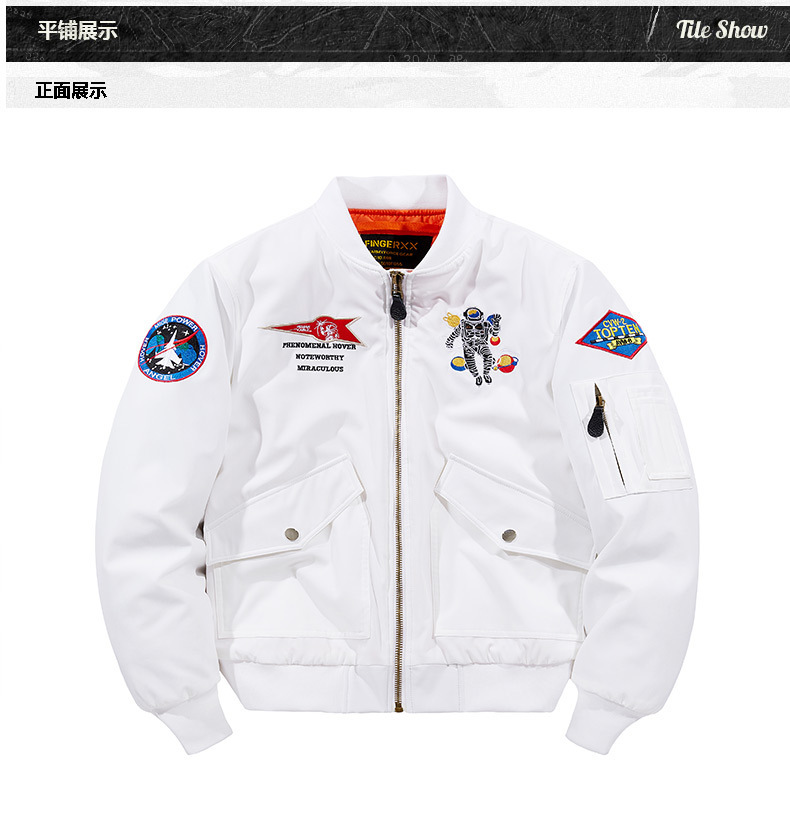 高端刺绣加厚飞行服外套男士秋季新款潮流棒球领棉衣国潮青年男装详情3