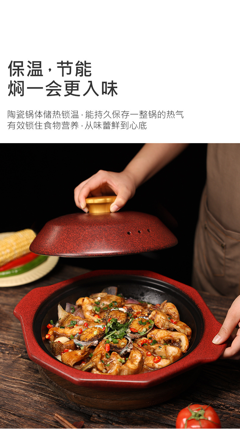 Tao Bao Wang Gem Pot, Chinese retro clay pot, household gas stew pot, pot clay pot, 1100℃ high-temperature resistant pic 9