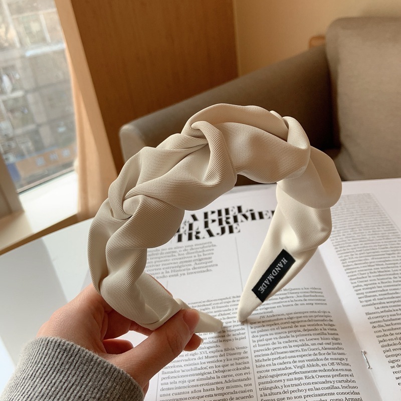 韩国东大门气质褶皱宽边纯色发箍发卡时尚复古压发韩版头箍发饰女详情30