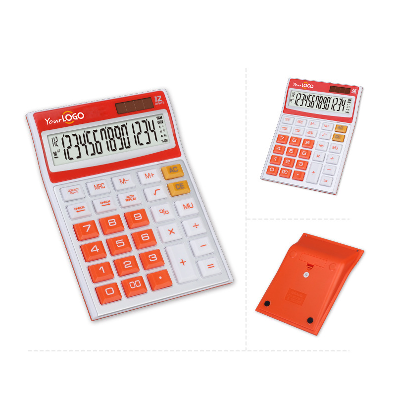 12-digit calculator, solar dual power supply calculator, office desktop, color computer gift, LOGO printable pic 4