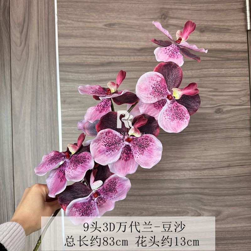 跨境新款仿真花万代兰假花胡姬兰婚礼插花装饰酒店橱窗布置道具详情9