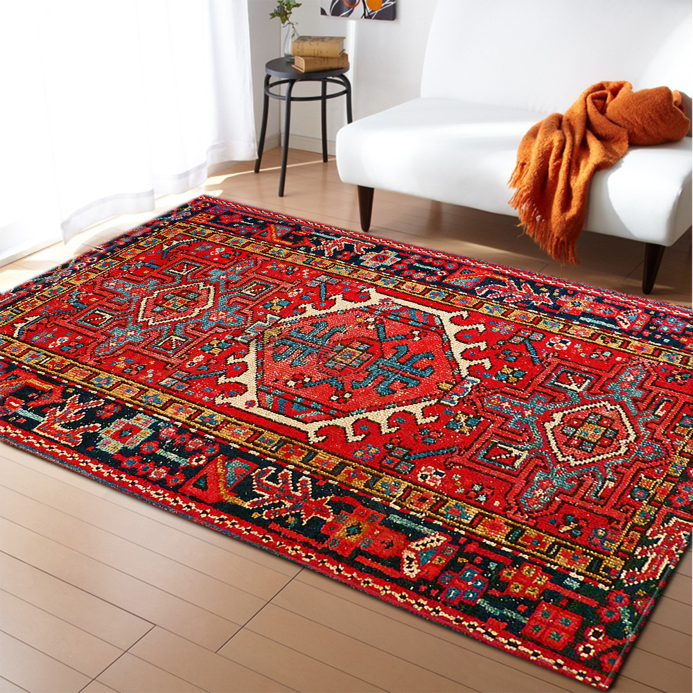 Ethnic-style retro European-patterned large carpet, square floor mat, cross-border manufacturer supply, one-piece consignment, stripes pic 5