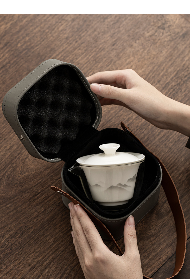 Sheep fat jade travel tea set, outdoor portable tea set, conference and event souvenirs, as a gift for customers pic 16
