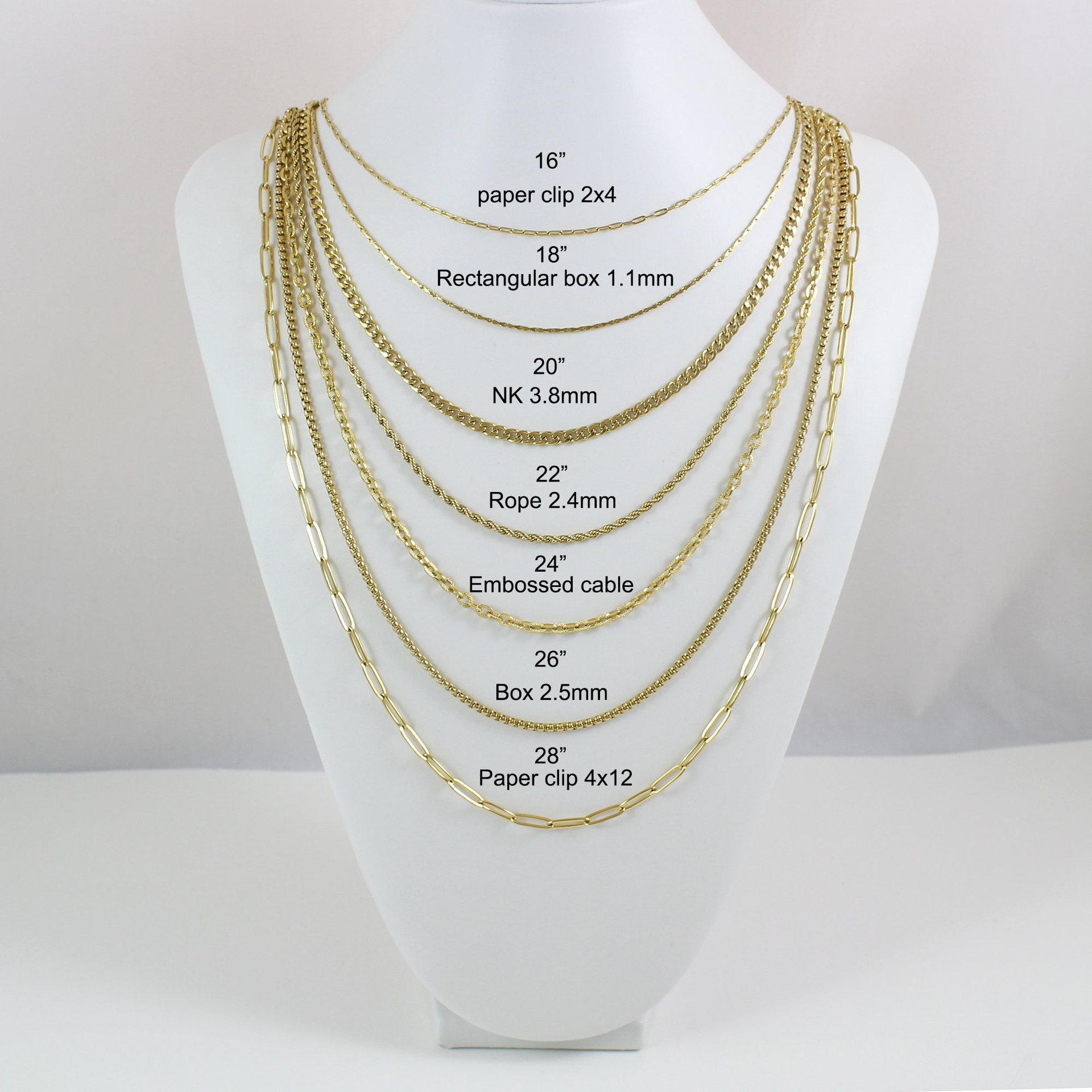 European and American cross-border stainless steel simple and versatile 18k gold plain chain, blade chain, twist chain, box chain, diy jewelry chain pic 15
