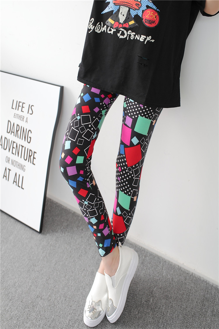 New spring dress, large-sized stretch, colorful star graffiti, personalized leggings for women pic 53