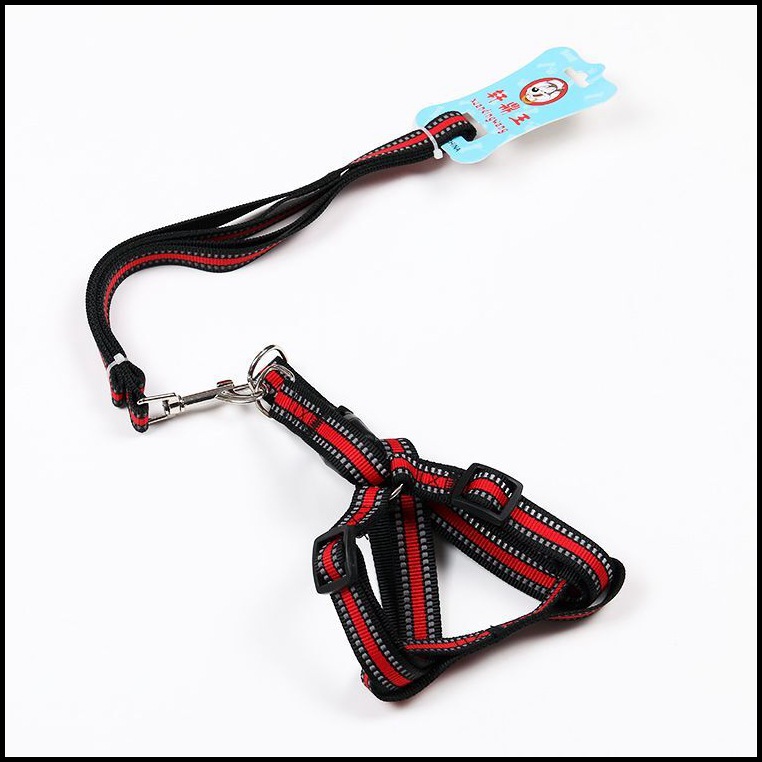 Pet dog leash, double-line reflective silk nylon leash, chest and back strap, small and medium-sized dog walking leash, dog chain, collar pic 4