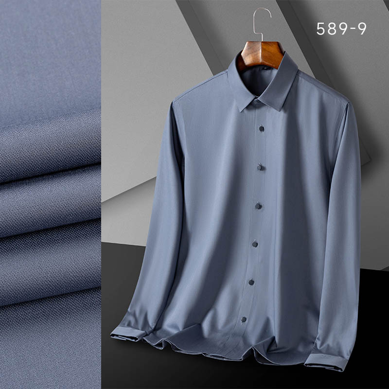高级感男士衬衫 无痕嵌条一体式男衬衫长袖 纯色白色商务职业衬衣详情24