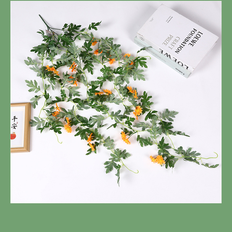 Artificial plants, leafy green plants, vines, green vines, wall-hung plastic artificial flowers, wedding interior decoration sunflowers pic 7