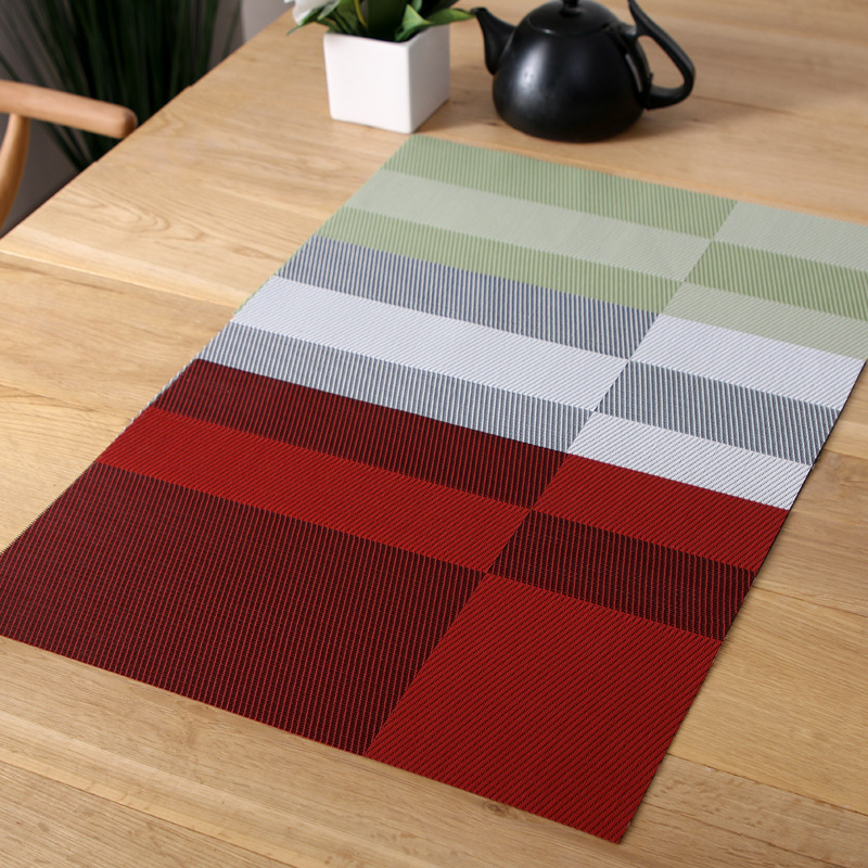 Cross-border Western placemats, restaurant table and plate MATS, simple and modern Nordic style color-blocked woven anti-slip PVC heat insulation pads pic 5