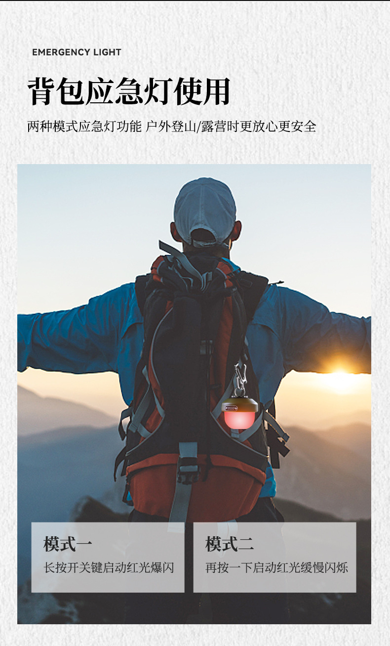 Cross-border new outdoor camping lamp, multi-functional compact emergency backpack lamp, usb charging atmosphere Pinecone campsite lamp pic 5