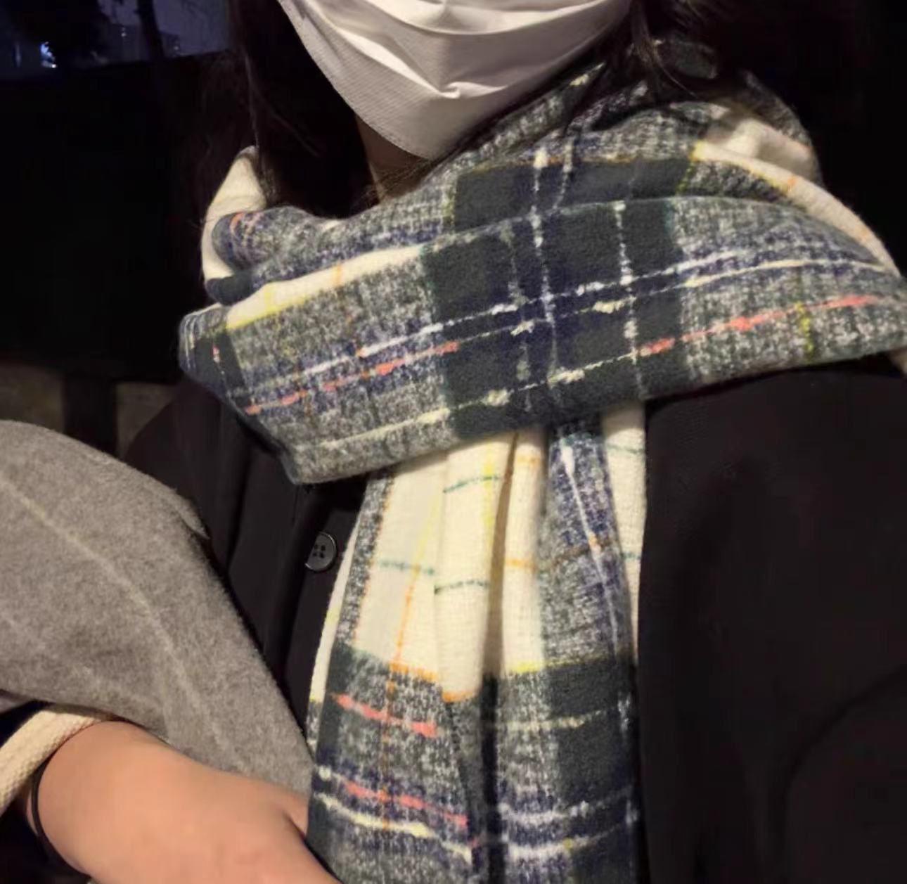 冬日旅社满目星河津川秋栗格子仿羊绒加厚女冬季新款围巾韩版保暖详情1