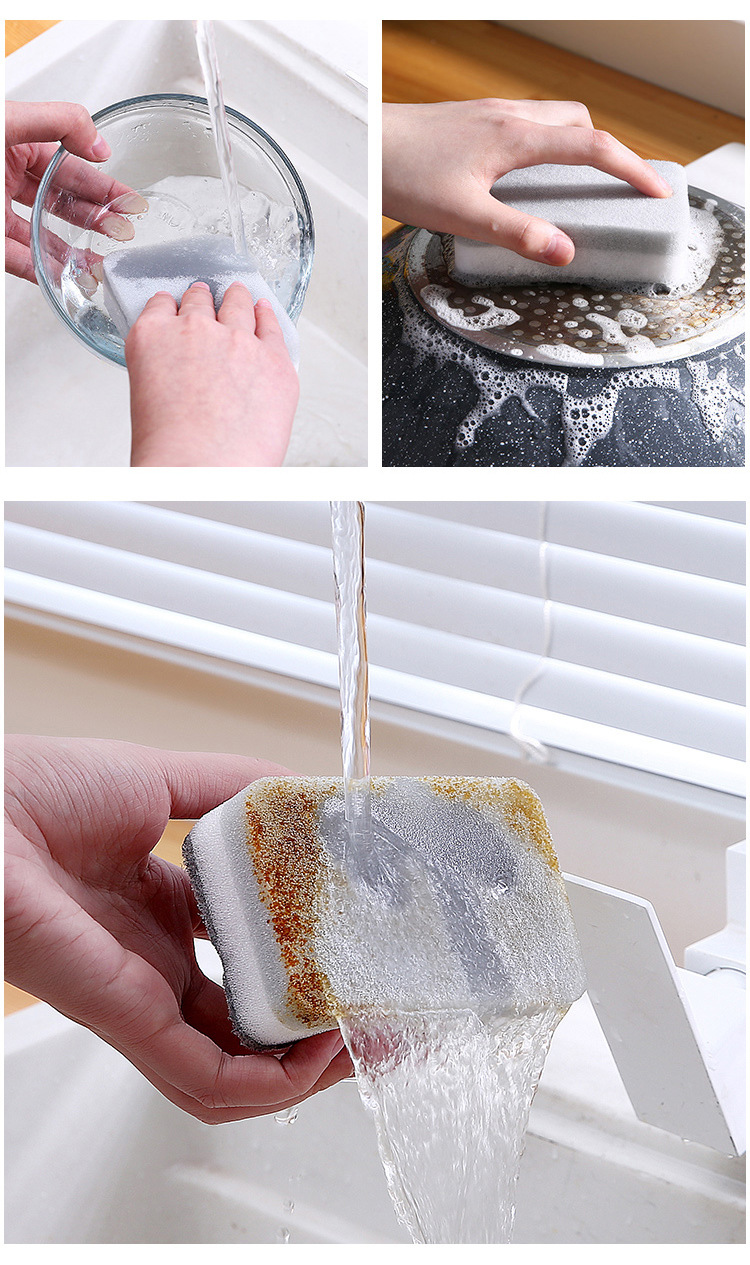 Double-sided sponge, kitchen cleaning, dishwashing sponge block, household dishwashing cloth, thickened sponge, scouring pad, cleaning cloth wholesale pic 4