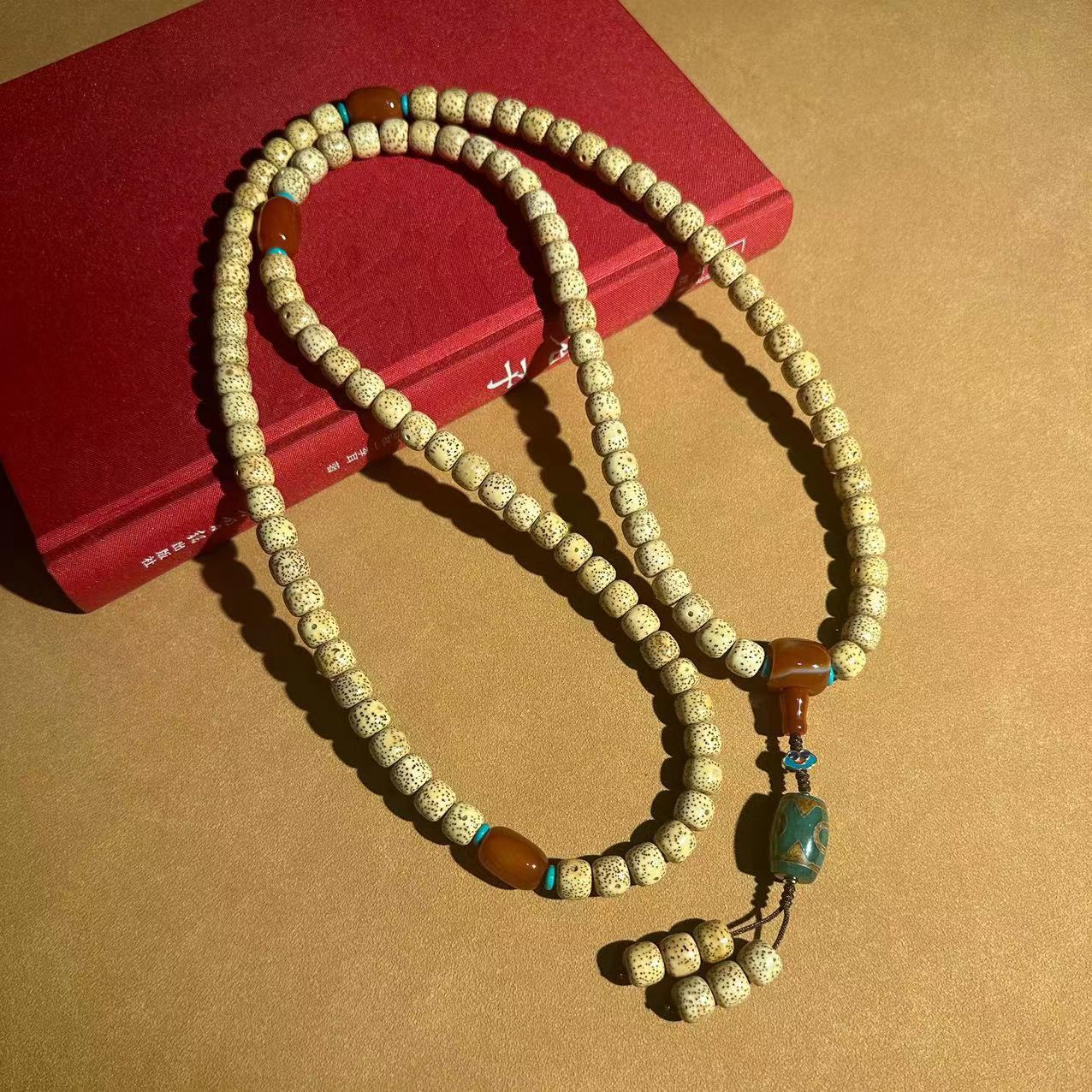 原生态星月菩提佛珠手串 星月菩提108颗佛珠海南黄金籽菩提念珠多圈手串玛瑙天珠文玩批发详情13