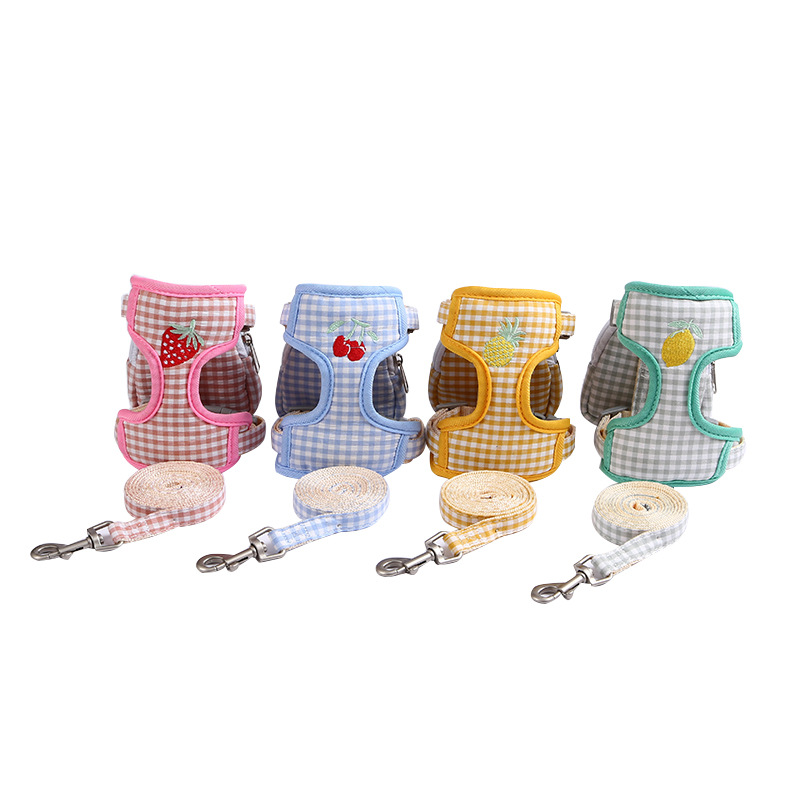 Korean-style fruit chest vest cat pet breathable and cute, customizable outdoor pet walking leash products pic 12