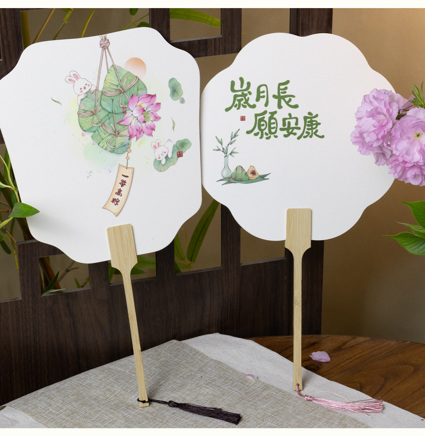 创意粽子宣纸团扇端午节漆扇加厚pvc迷你扇面活动礼品diy扇子定制详情11