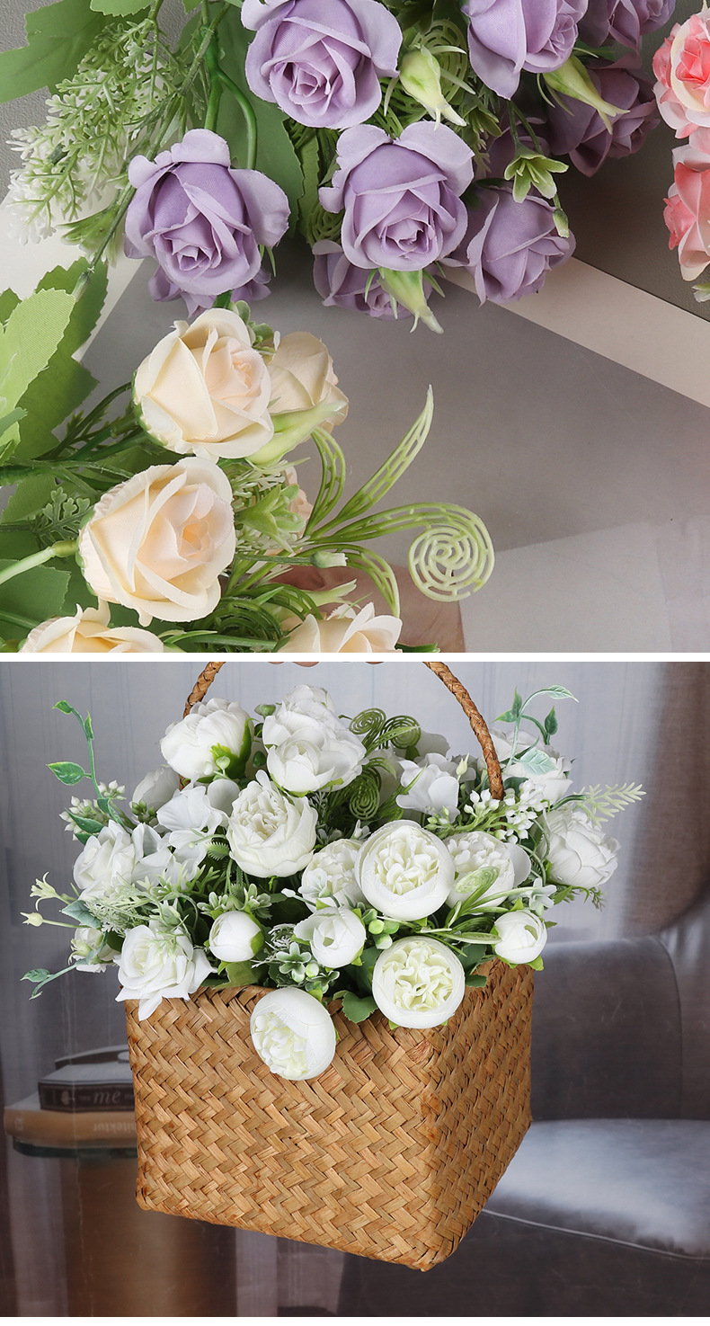Artificial silk flower bouquets, simulated sunflowers, hotel wedding peonies, home simulation vases, roses pic 42