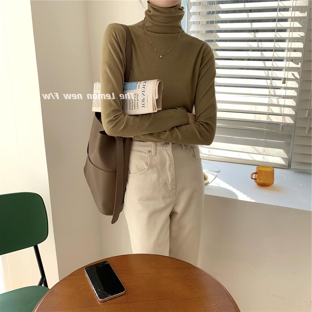 秋冬新款女装高领卷边打底衫糖果色修身保暖基础款仿羊绒衫毛衣女详情79