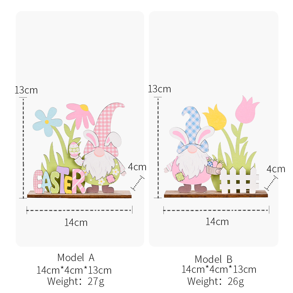 New cross-border Haobei Easter decorations, Easter wooden printed ornaments, Easter atmosphere setting pic 3