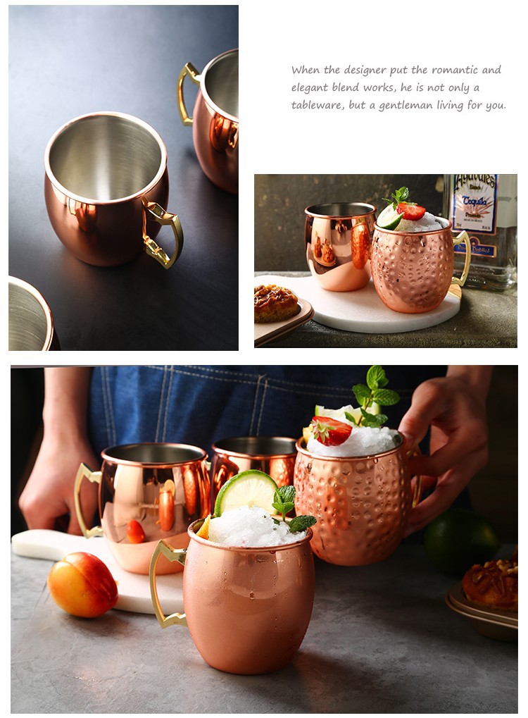 304 stainless steel drum-shaped cup, creative metal beer mug, rose gold water cup, portable cup, copper cup, water cup pic 12