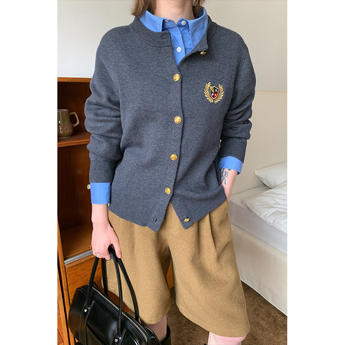 日系复古秋冬针织开衫女条纹慵懒风V领宽松外套加厚粗线外穿毛衣详情18