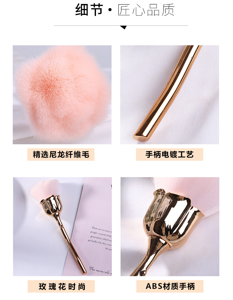 Nail art dust brush, pink bristle rose-shaped brush, nail art brush, nail trimming and cleaning brush, powder brush, blush brush, shanilak pic 6
