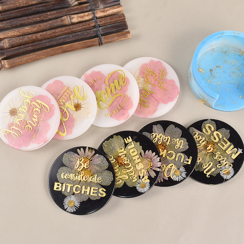 diy crystal resin, English letter blessing words, teasing words, coasters, cup holders, mirror silicone mold pic 3