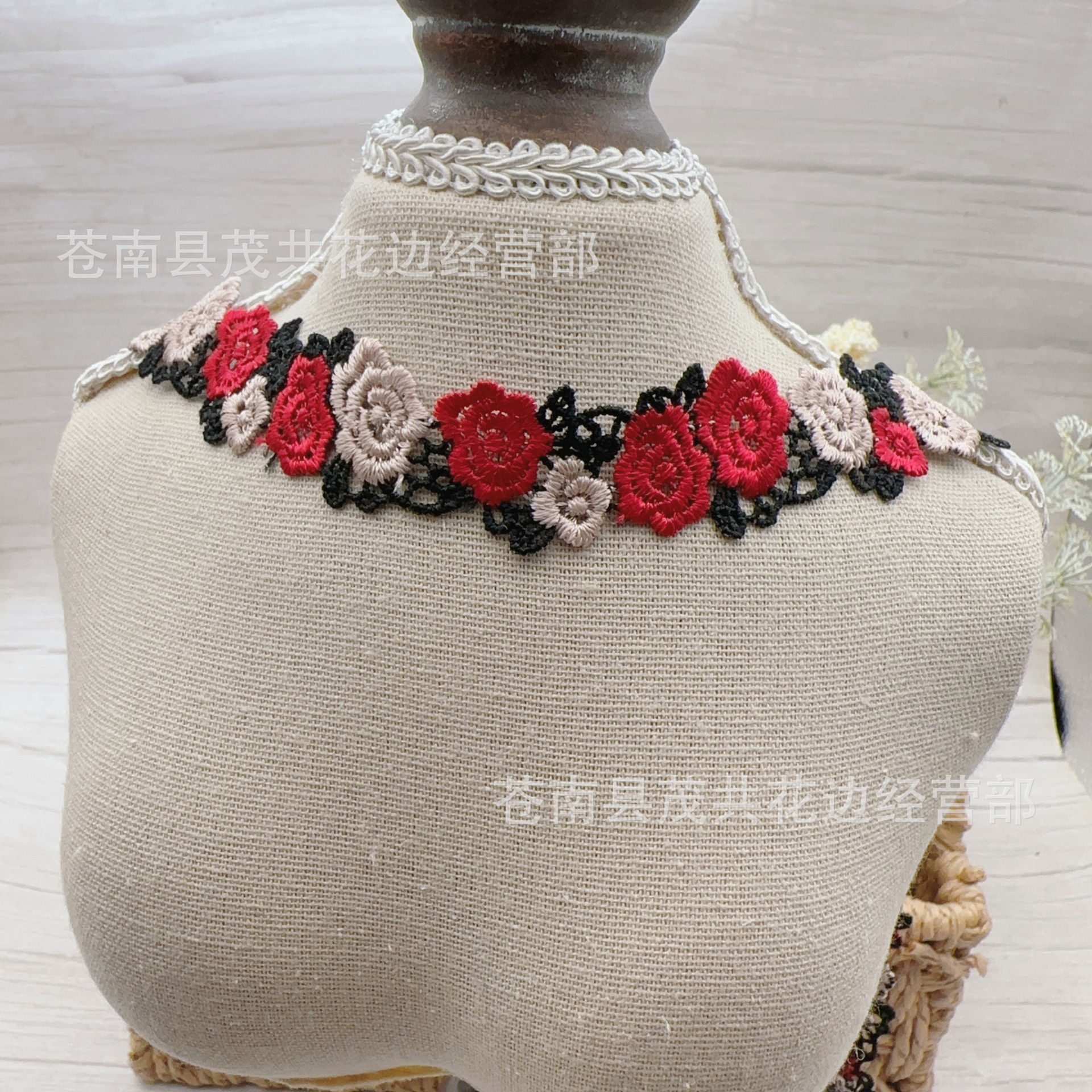 Water-soluble multi-color embroidered lace rose, water-soluble barcode, Chinese and ethnic style cheongsam clothing lace accessories pic 1