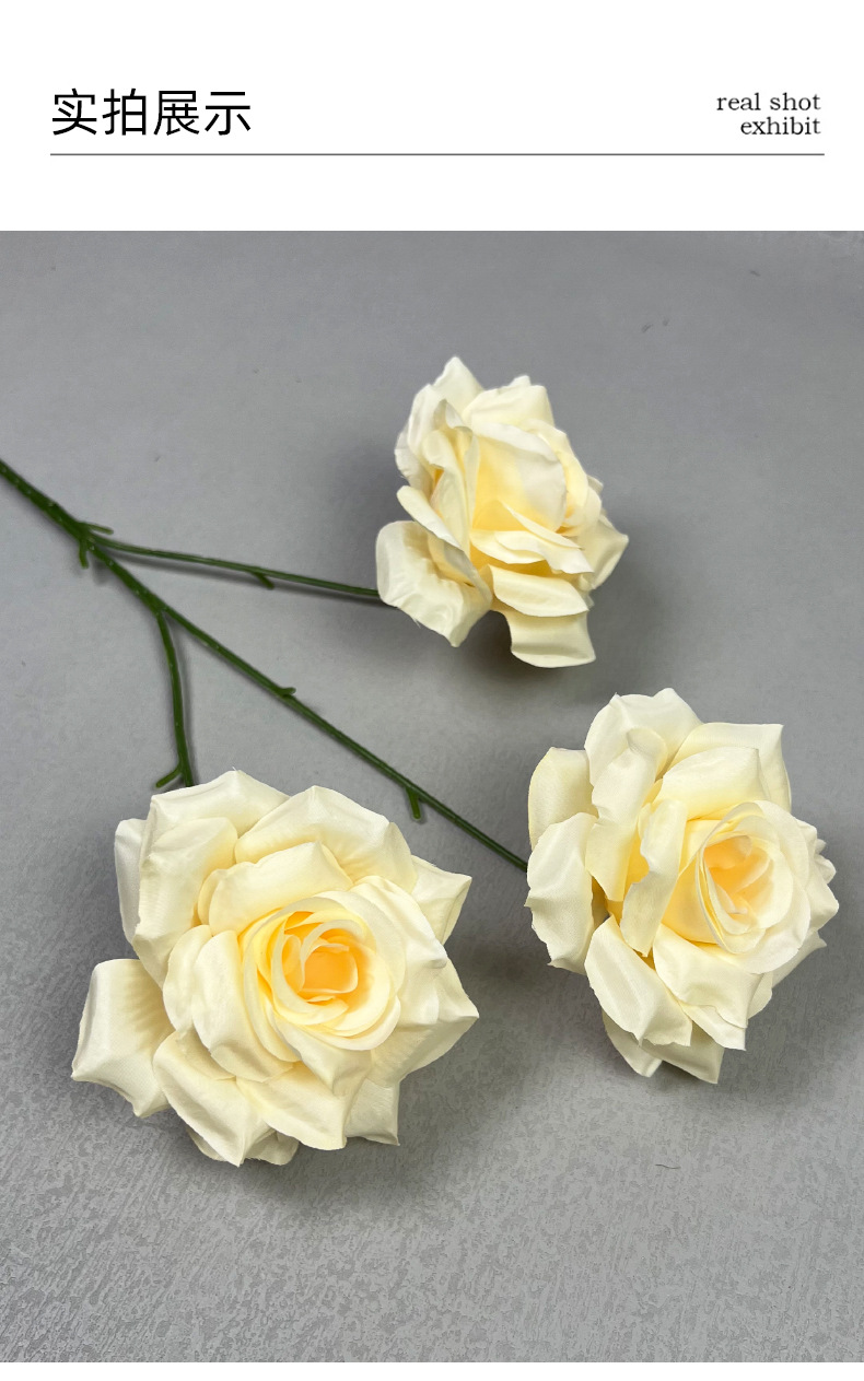 3头钻石玫仿真花婚庆用花玫瑰仿真花装饰摆件假花婚庆地排花玫瑰详情16