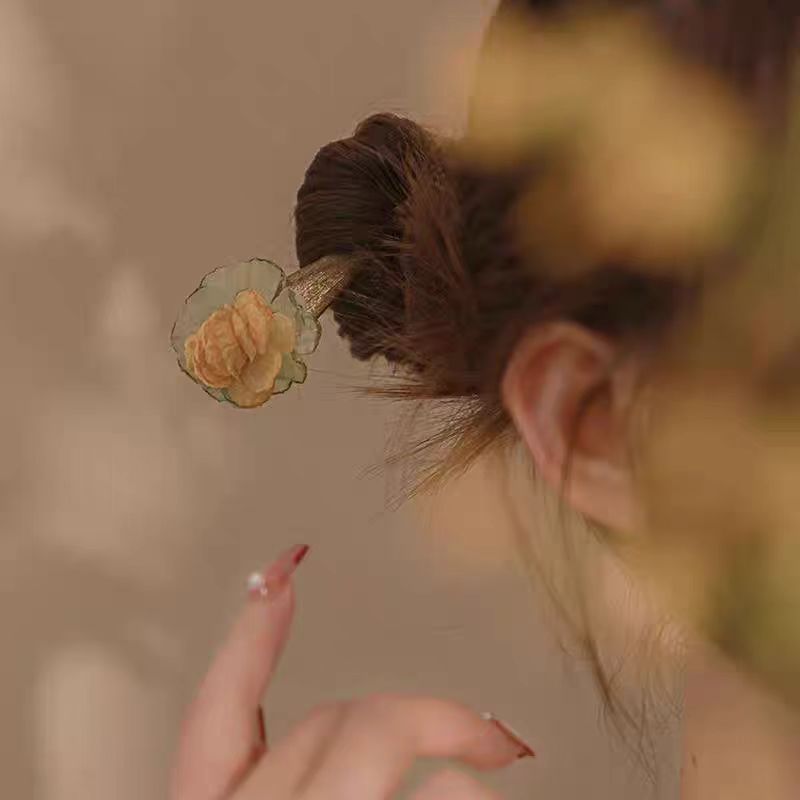 Dried flower hairpin, new Chinese-style high-end hairpin, wooden hairpin for women, ancient-style Hanfu headwear, Chinese-style walking hairpin pic 5