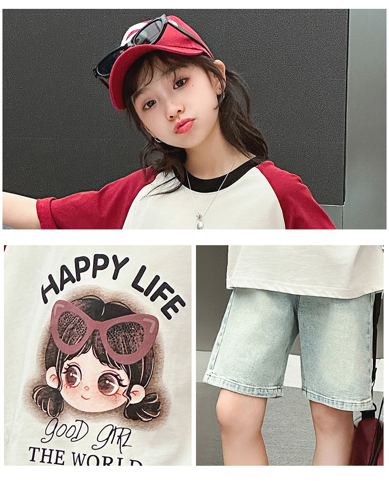 女童卡通T恤夏季2024新款女儿童纯棉上衣夏款中大童薄款短袖体恤详情6