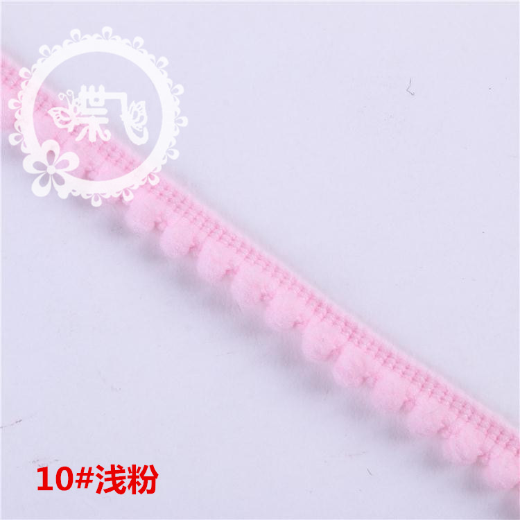 现货供应35色爆款密芽边毛毛虫织带DIY手工帽子服装辅料 毛球花边详情24