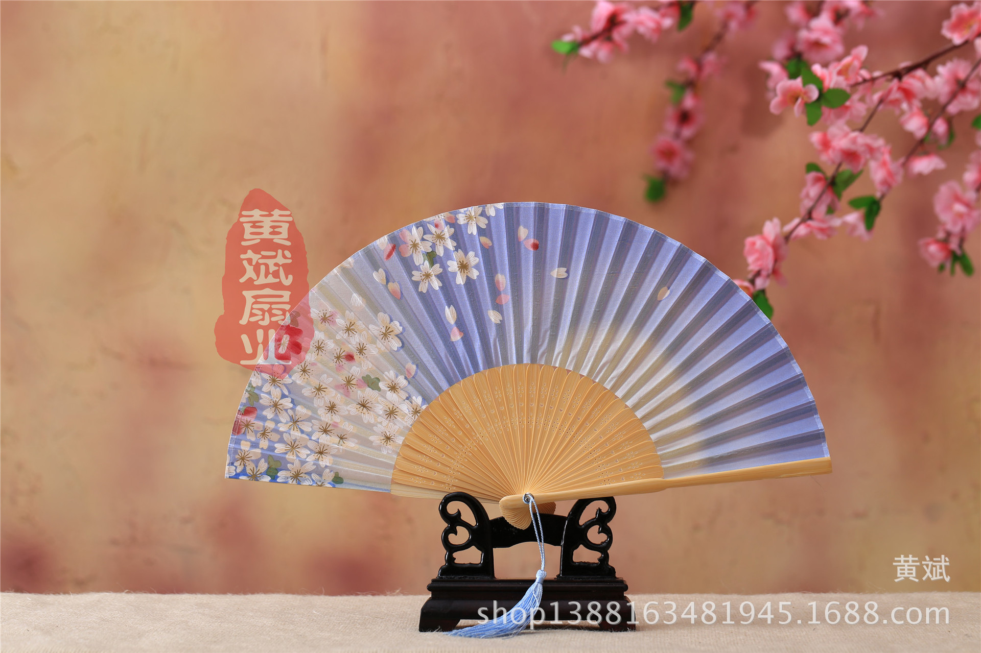古风古典礼品真丝竹扇子日式和风扇樱花扇 折扇批发 舞蹈道具扇详情10