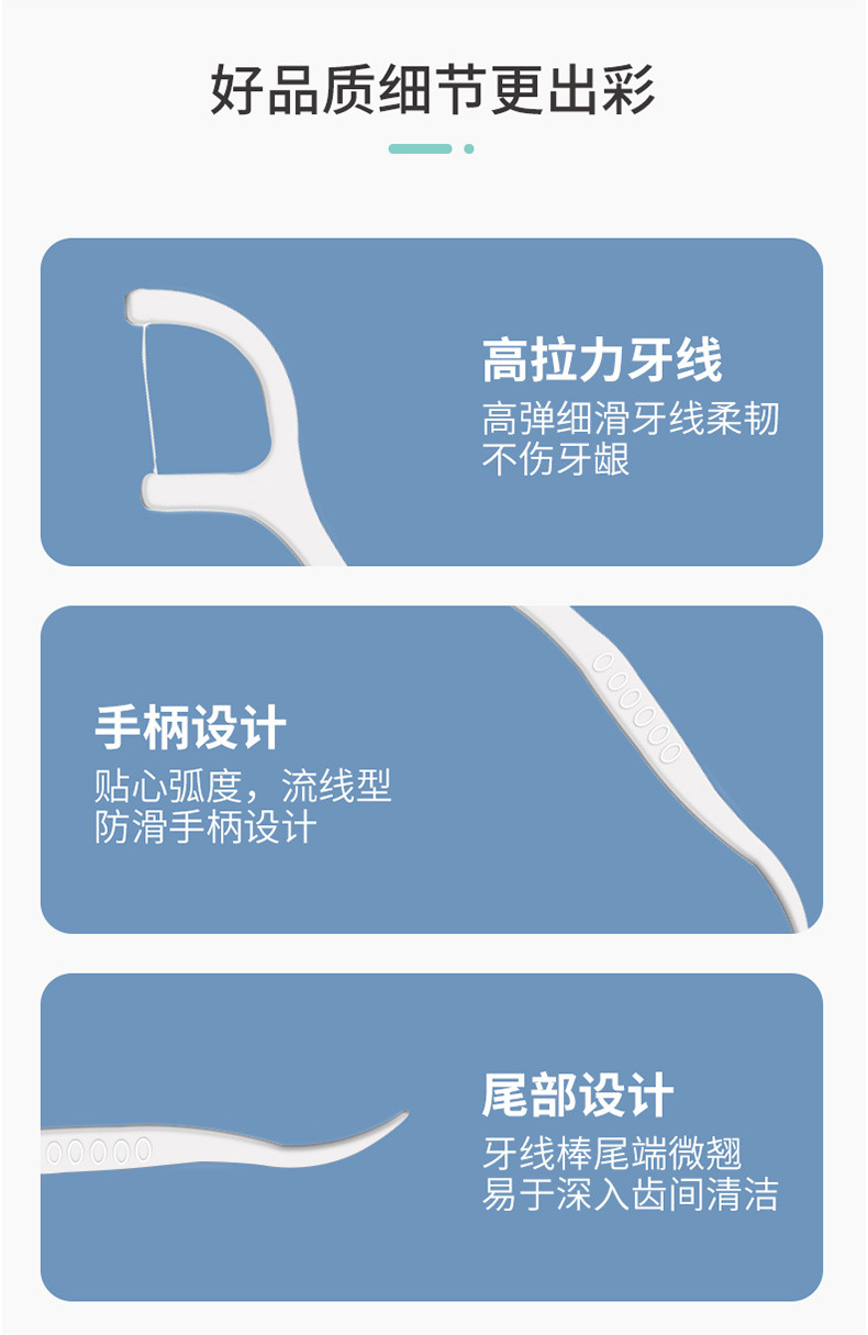 50 pieces of zipper bagged dental floss picks for export, high-molecular bagged dental floss, high-tensile dental floss picks pic 9