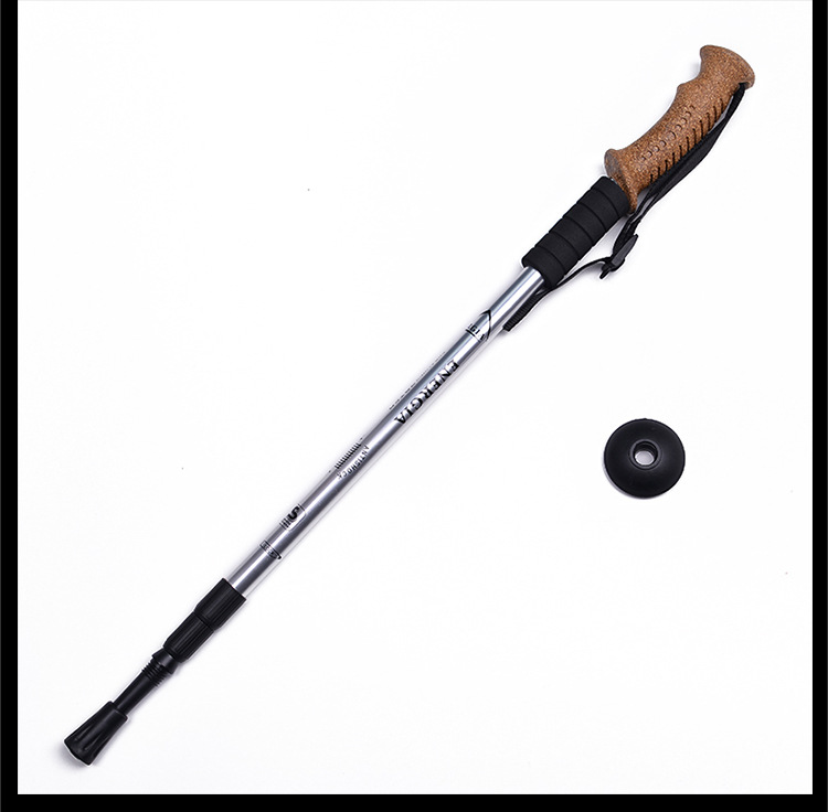 户外小号软木登山杖 轻伸缩折叠杖直柄手杖徒步爬山拐杖详情12