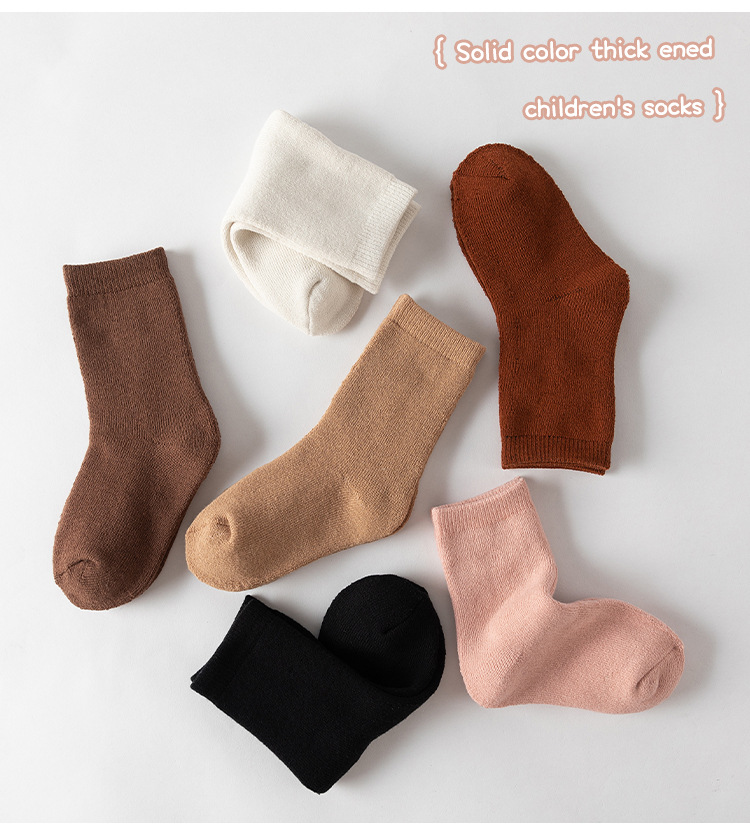 22冬季纯色宝宝棉袜小童加厚保暖毛巾短袜A类加弹男女童毛圈棉袜详情6