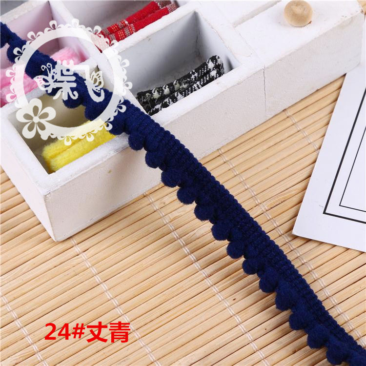 现货供应35色爆款密芽边毛毛虫织带DIY手工帽子服装辅料 毛球花边详情38