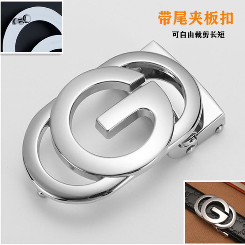 厂家直供皮带扣合金扣头字母扣时尚男款腰带头3.5平滑扣打孔板扣详情3