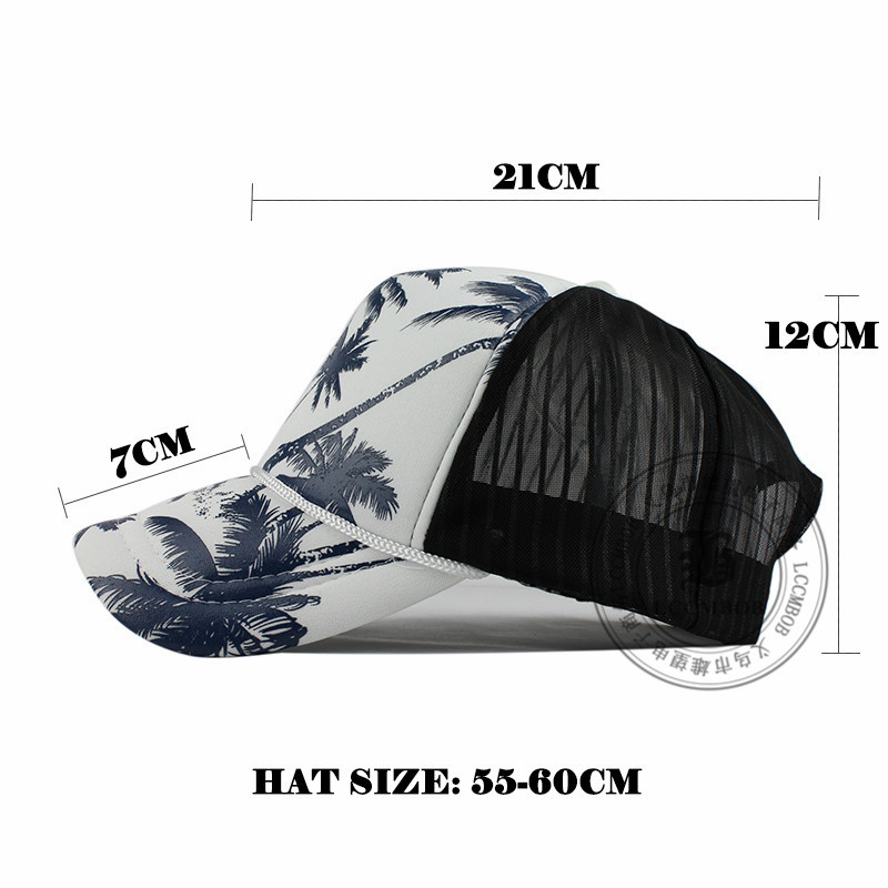 Korean hip-hop street dance style coconut tree printed net hat, sponge hat, outdoor baseball cap, baseball cap pic 5