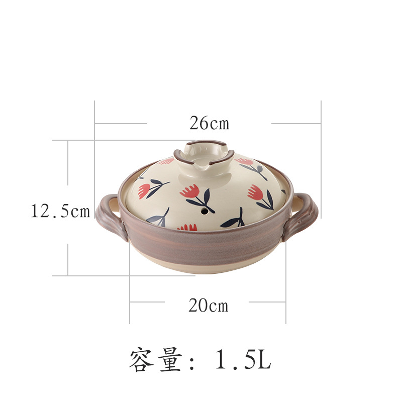 Wide-mouthed clay pot Japanese-style hand-painted home coarse earthenware stewing pot heat-resistant ceramic 煲仔饭 open flame small earthenware pot for one person pic 16