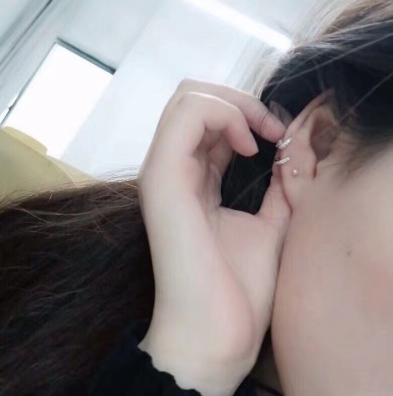 银耳扣女耳圈耳环耳钉 韩国气质耳骨钉男耳饰小圈圈耳骨环银饰详情9