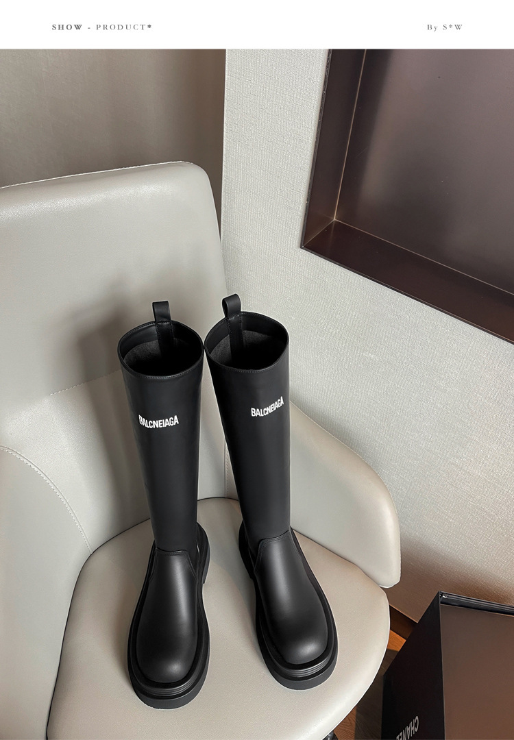 巴黎同款~真皮马丁靴女英伦风2023秋冬季黑色厚底粗跟炸街短靴子详情11