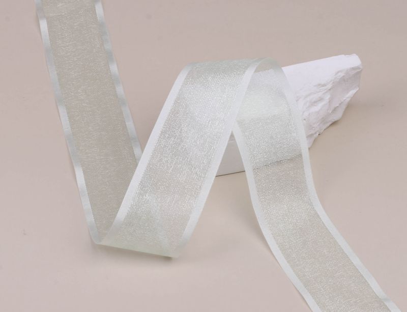Double-layer thick-edged solid color glossy snow gauze ribbon bow hair accessory clothing Wedding cake gift box packaging sheer gauze ribbon pic 18