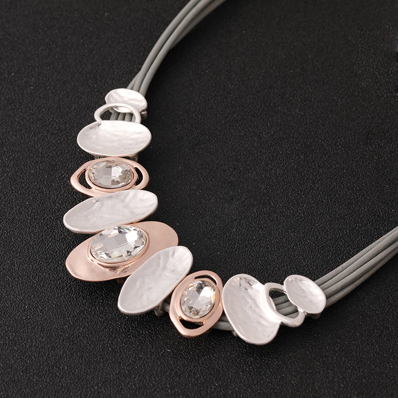 亚马逊外贸新款不规则项链锁骨链女士金属短款复古简约项链批发详情7