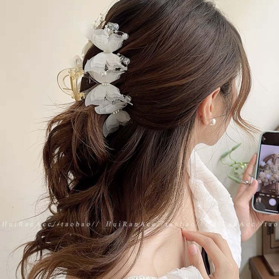 爆款蝴蝶抓夹女2024新款韩版高级甜美后脑勺发夹鲨鱼夹详情3